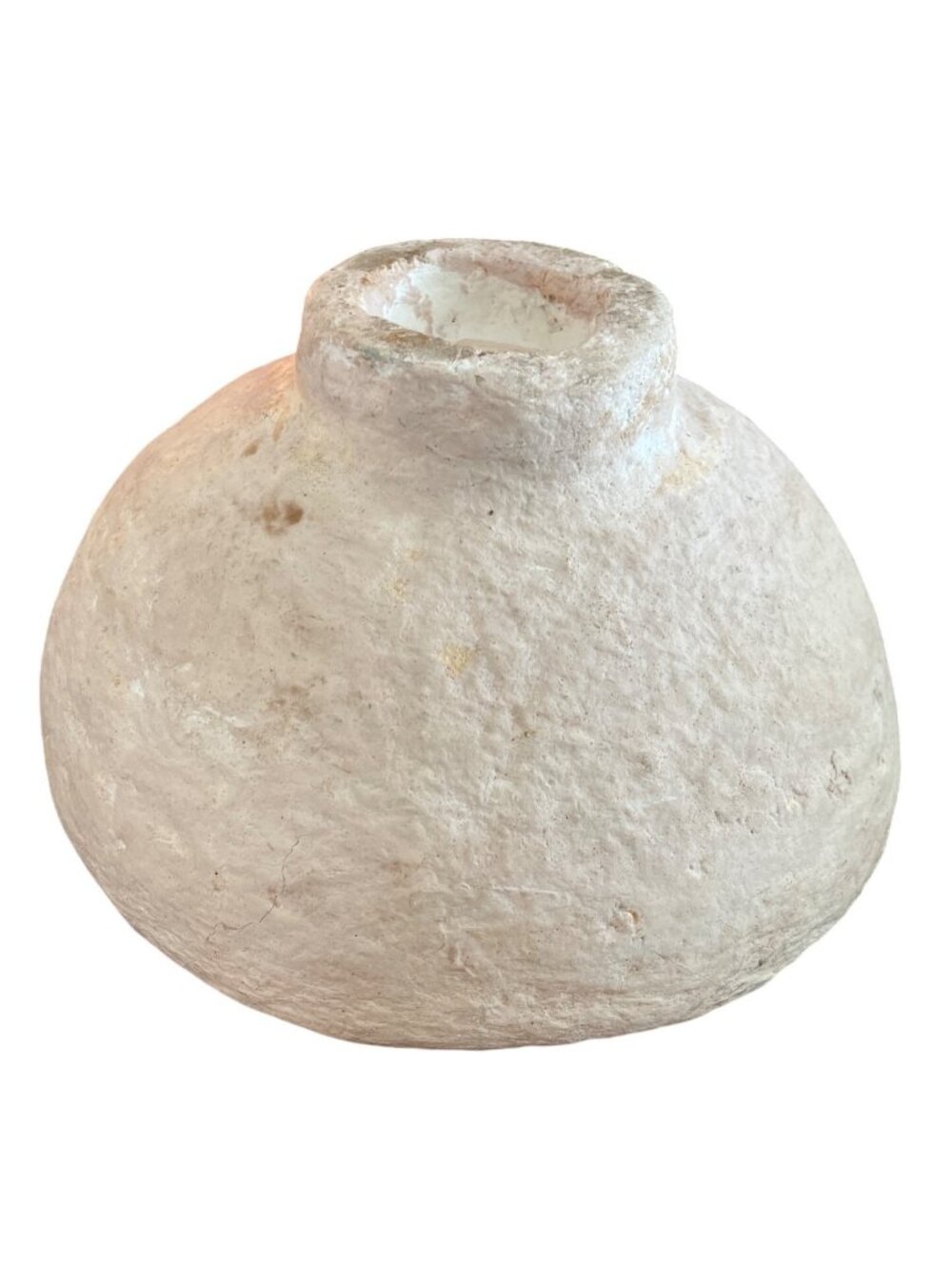 Vtg Paper Mache Footed Bowl  Handmade Rustic Off White Decorative Piece Catch Al - Picture 4 of 7
